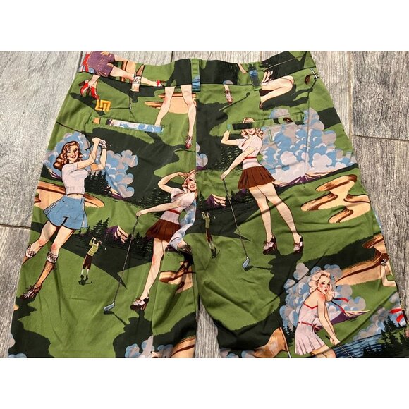 Loudmouth Golf Shorts Mens size 32 Pin Up Girl Retro 50s‎ All Over Print - Picture 5 of 8